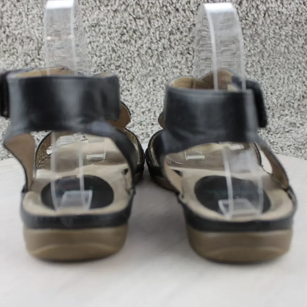 Black Gladiator Sandals Womens 8.5 Strappy Comfort Flat Summer Shoes